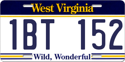 WV license plate 1BT152