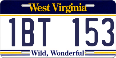 WV license plate 1BT153