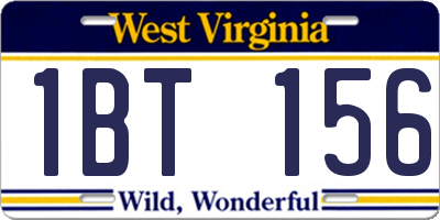WV license plate 1BT156