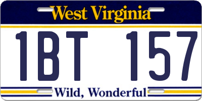 WV license plate 1BT157