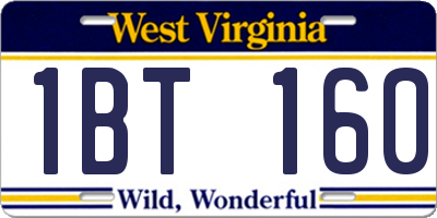 WV license plate 1BT160