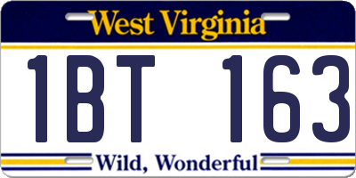 WV license plate 1BT163
