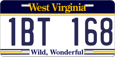 WV license plate 1BT168