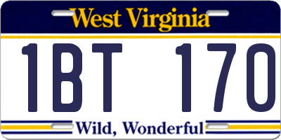 WV license plate 1BT170