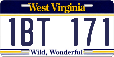 WV license plate 1BT171