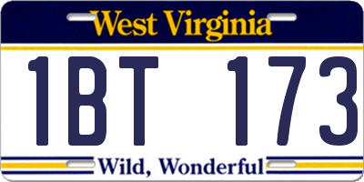 WV license plate 1BT173
