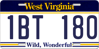 WV license plate 1BT180