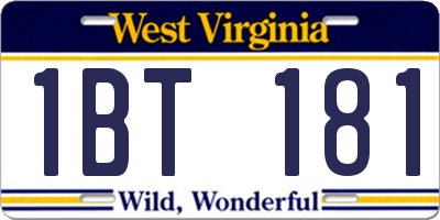WV license plate 1BT181