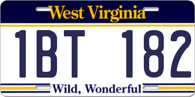 WV license plate 1BT182