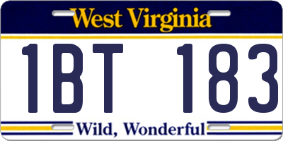 WV license plate 1BT183
