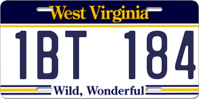 WV license plate 1BT184