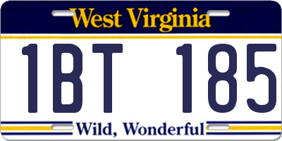 WV license plate 1BT185