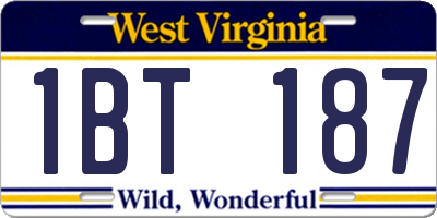 WV license plate 1BT187