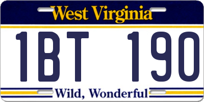 WV license plate 1BT190