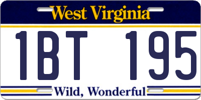 WV license plate 1BT195