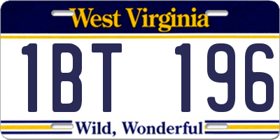 WV license plate 1BT196
