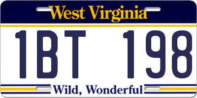 WV license plate 1BT198