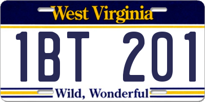 WV license plate 1BT201