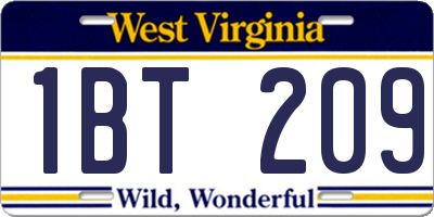 WV license plate 1BT209