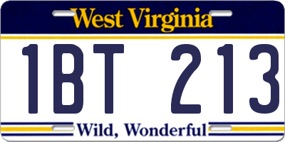 WV license plate 1BT213