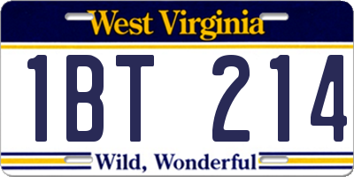 WV license plate 1BT214