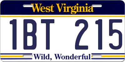WV license plate 1BT215
