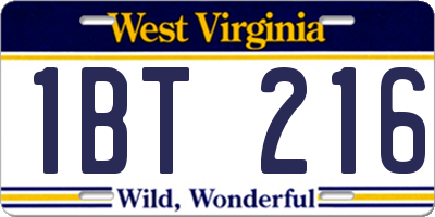 WV license plate 1BT216