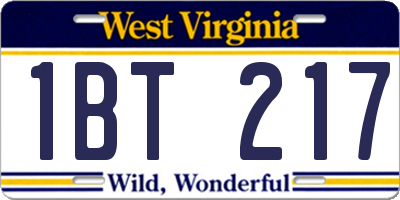WV license plate 1BT217