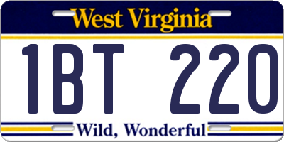 WV license plate 1BT220