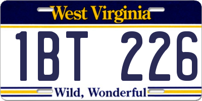 WV license plate 1BT226