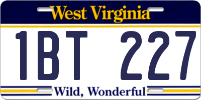 WV license plate 1BT227