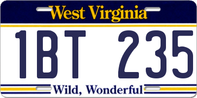 WV license plate 1BT235