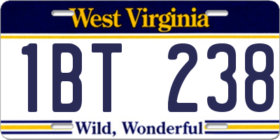 WV license plate 1BT238