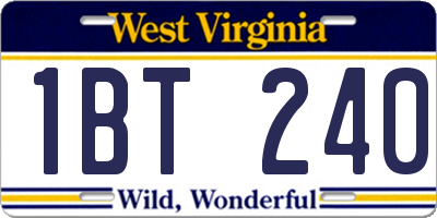 WV license plate 1BT240