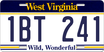 WV license plate 1BT241