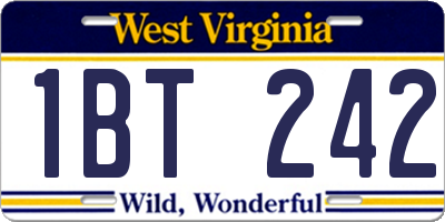WV license plate 1BT242