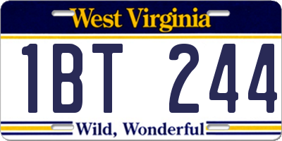 WV license plate 1BT244