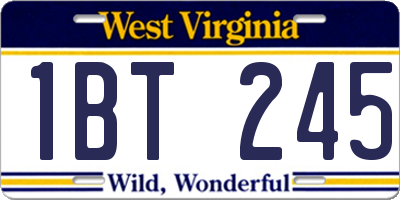 WV license plate 1BT245