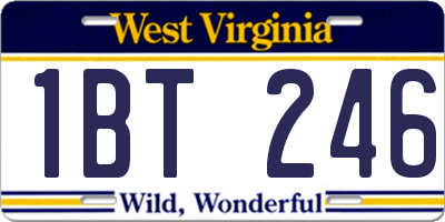 WV license plate 1BT246