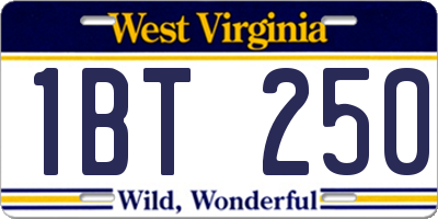 WV license plate 1BT250