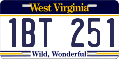 WV license plate 1BT251