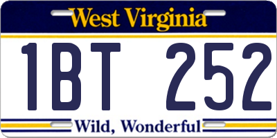 WV license plate 1BT252