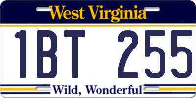 WV license plate 1BT255