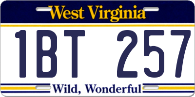 WV license plate 1BT257