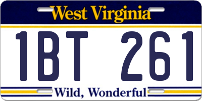 WV license plate 1BT261