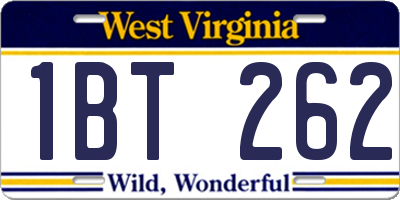 WV license plate 1BT262