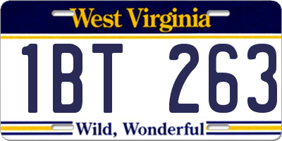 WV license plate 1BT263