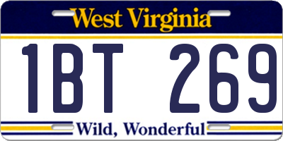 WV license plate 1BT269