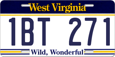 WV license plate 1BT271