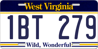 WV license plate 1BT279